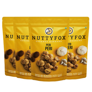 NuttyFox Gourmet Roasted Makhana – Piri Piri – Awesome Foursome